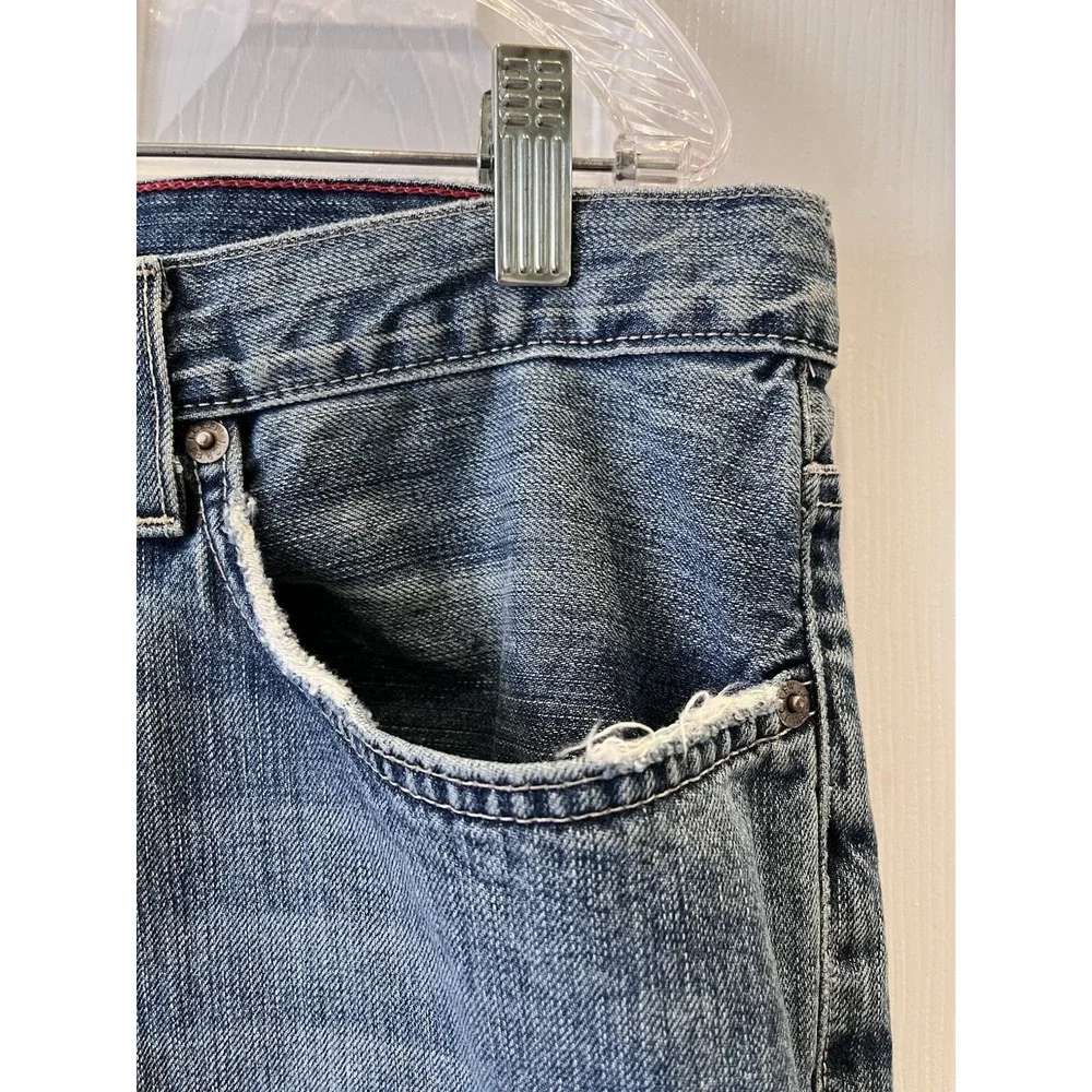 Vtg Y2K J Crew Jeans Mens 36x32 Loose Fit Straight Made in USA Denim Distressed
